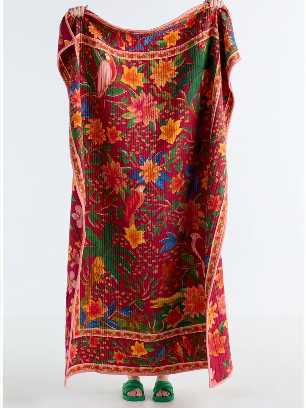 Farm Rio + Anthropologie Cotton Printed Throw Blanket. Brand new!